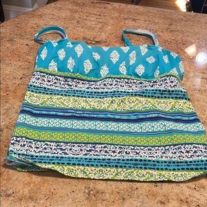 Lands' End Blue and Green Patterned Tank Top